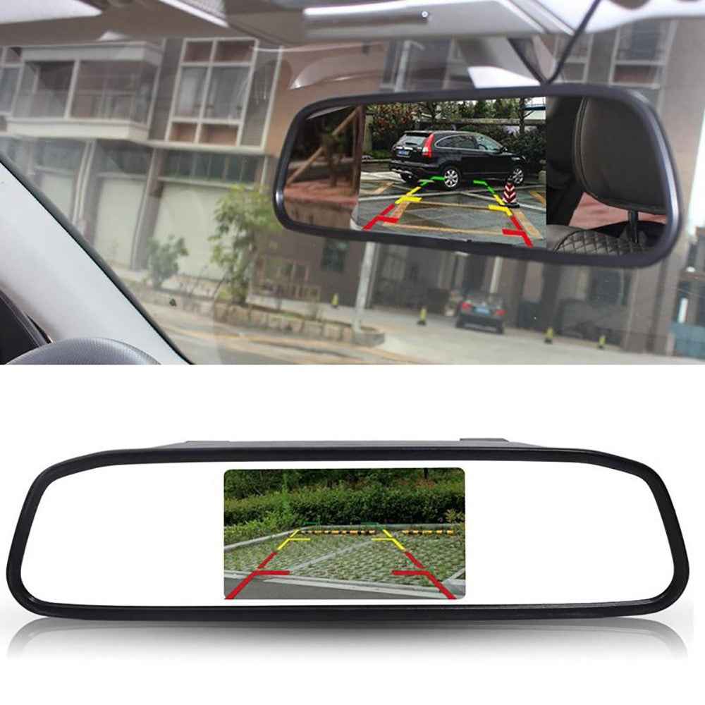 RH-503 5.0 inch Rearview Mirror HD Car Display with Round Camera / Video Cable Waterproof Rear View Monitor