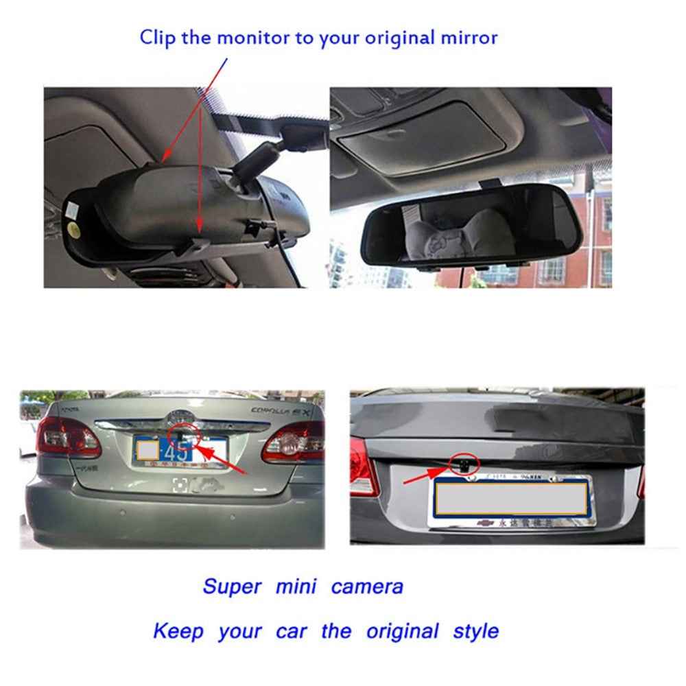RH-503 5.0 inch Rearview Mirror HD Car Display with Round Camera / Video Cable Waterproof Rear View Monitor