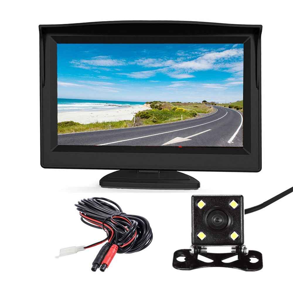 RH-502 5'' LCD Display Screen Car Parking Reverse System 4-LED Camera with Video Line