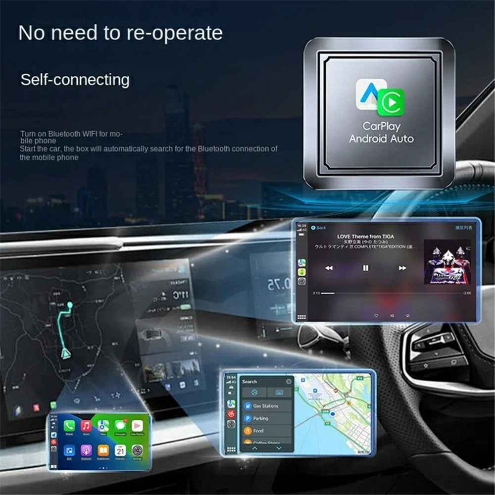 Q1S 2-in-1 Wired to Wireless Carplay Android Auto Adapter Bluetooth-compatible 5.0 Smart Box