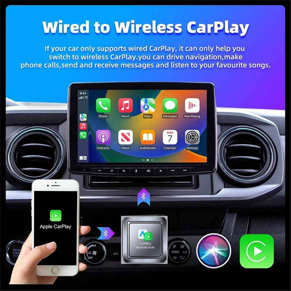 Q1S 2-in-1 Wired to Wireless Carplay Android Auto Adapter Bluetooth-compatible 5.0 Smart Box