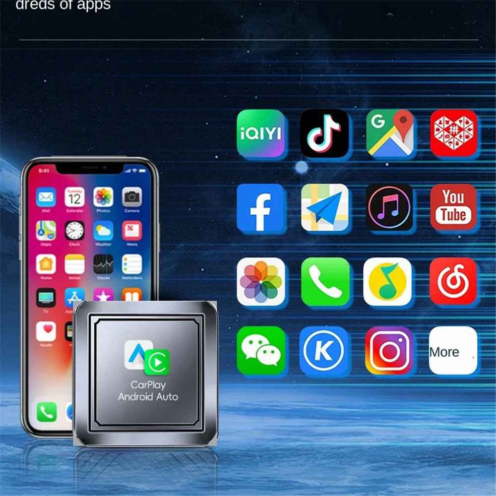Q1S 2-in-1 Wired to Wireless Carplay Android Auto Adapter Bluetooth-compatible 5.0 Smart Box