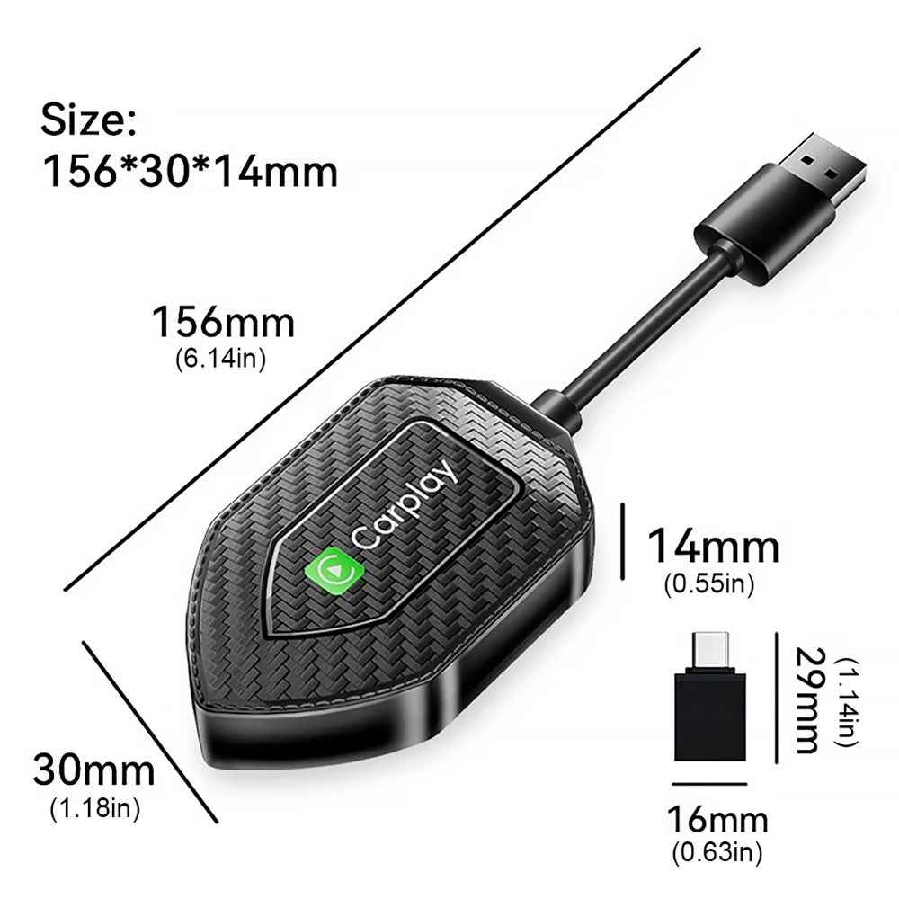 Q1D 2-in-1 Wired to Wireless Carplay Android Auto Adapter Carbon Fiber Texture Bluetooth-compatible Smart Box