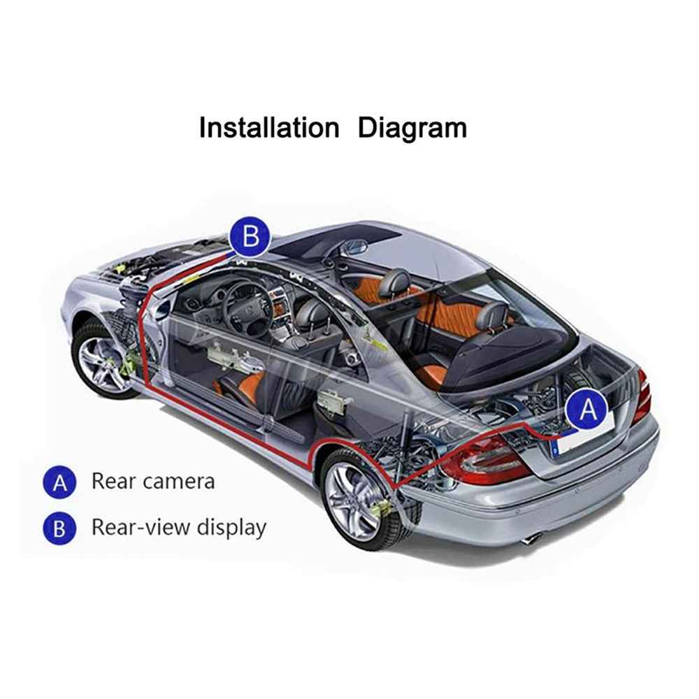 RH-702B Large 7'' LCD Display Monitor 12V 24V Car Parking Reversing Butterfly-shaped Rear Camera Kit