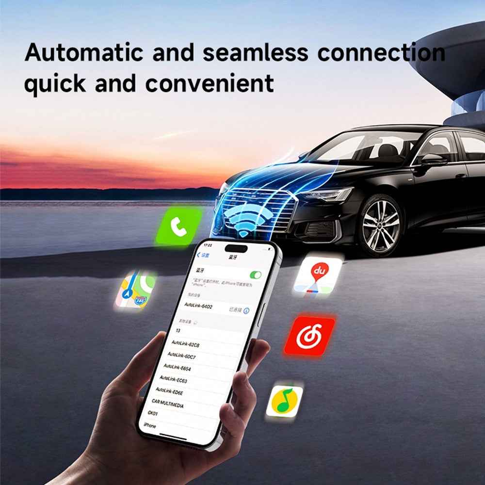 Wired to Wireless Carplay Adapter for iPhone Fast Connect Leather Coated Wireless Carplay Dongle