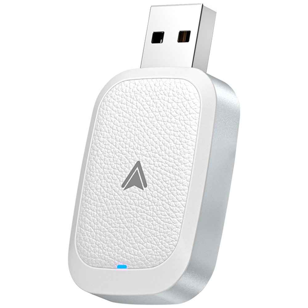 Car Android Auto Wireless Dongle Leather Coated Wired to Wireless Adapter for Android 11+ - White