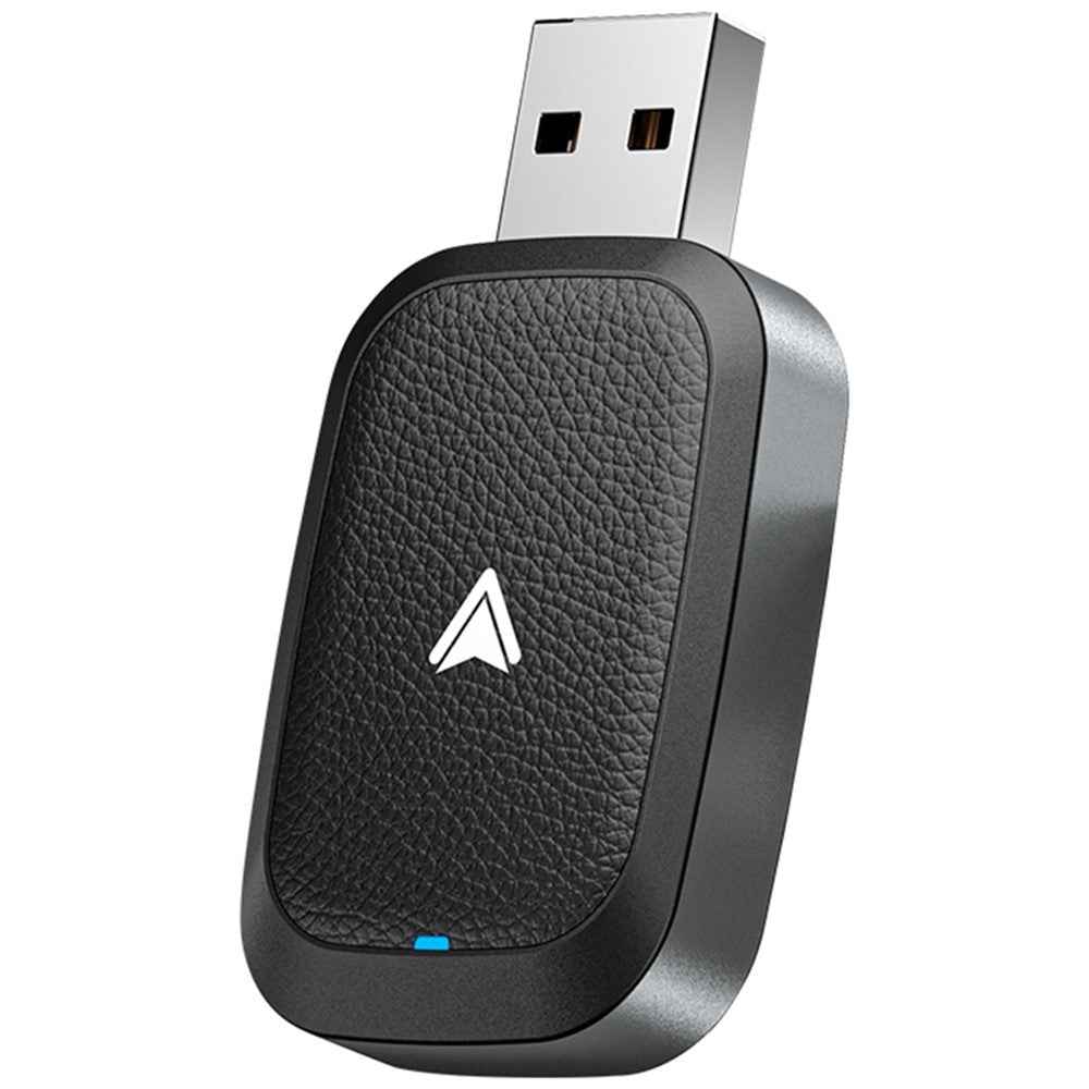 Car Android Auto Wireless Dongle Leather Coated Wired to Wireless Adapter for Android 11+ - Black