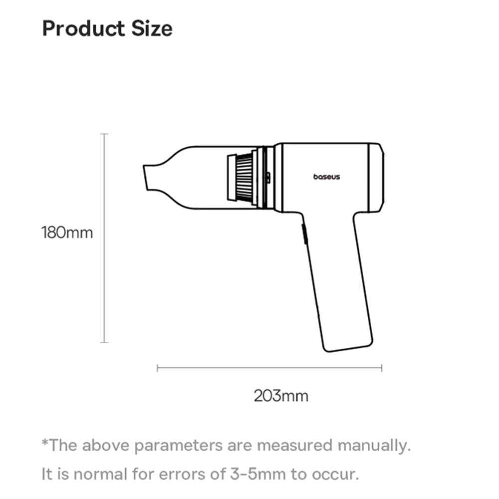BASEUS AT 4-in-1 Multi-Function 5000Pa Powerful Suction Cordless Car Vacuum Cleaner, Black