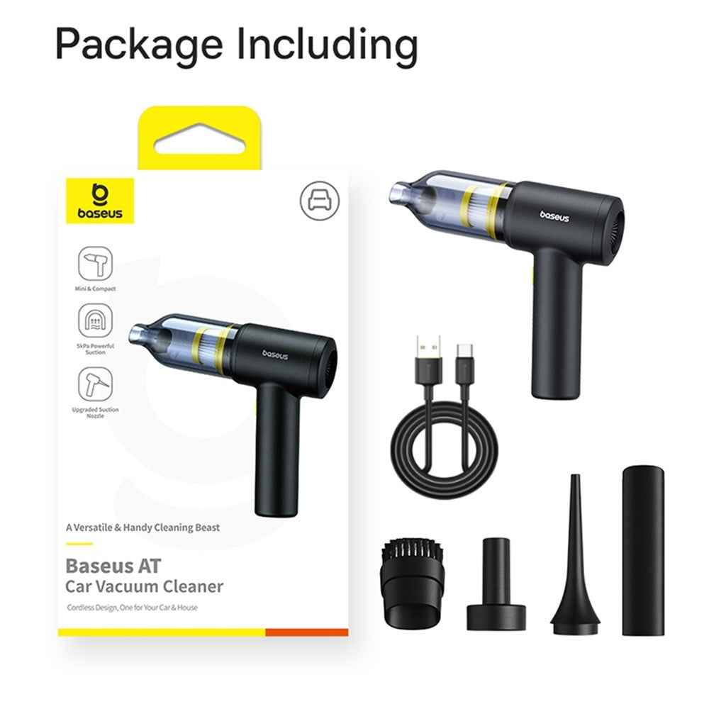 BASEUS AT 4-in-1 Multi-Function 5000Pa Powerful Suction Cordless Car Vacuum Cleaner, Black