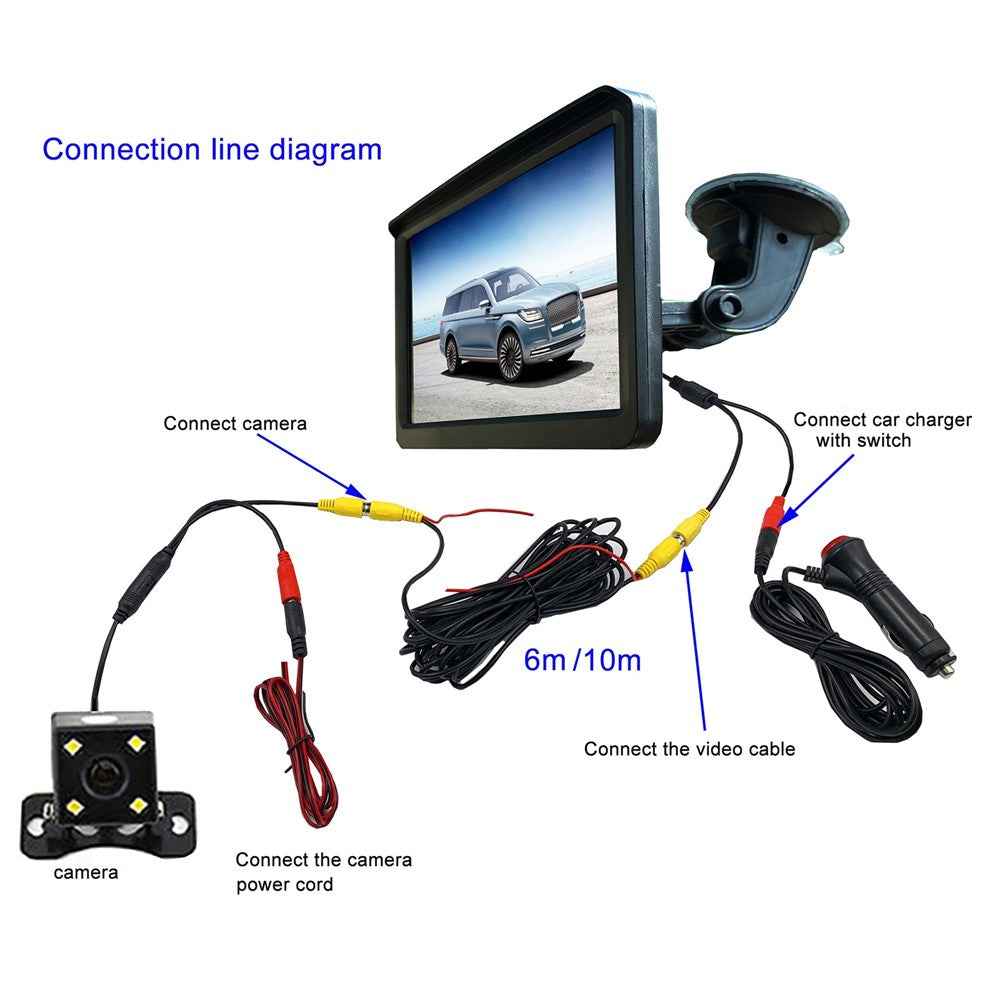 RH-702C 7'' Large Screen LCD Display Monitor 12V 24V Car Parking Reversing 4-LED Rear Camera Kit