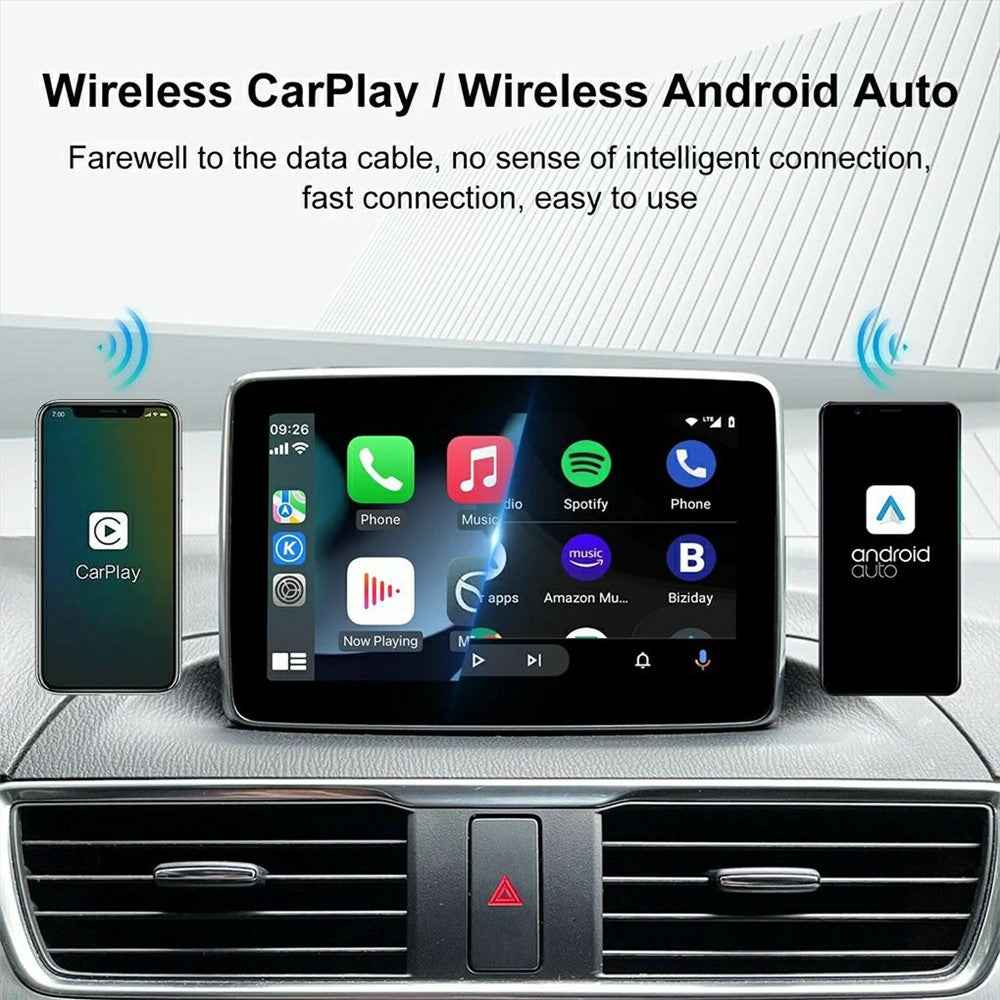2-in-1 Android Auto and Carplay Adapter Wired to Wireless USB Smart Dongle - Red