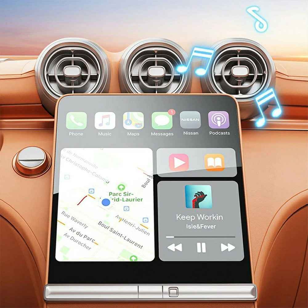 2-in-1 Android Auto and CarPlay Adapter Wired to Wireless USB Smart Dongle - Black