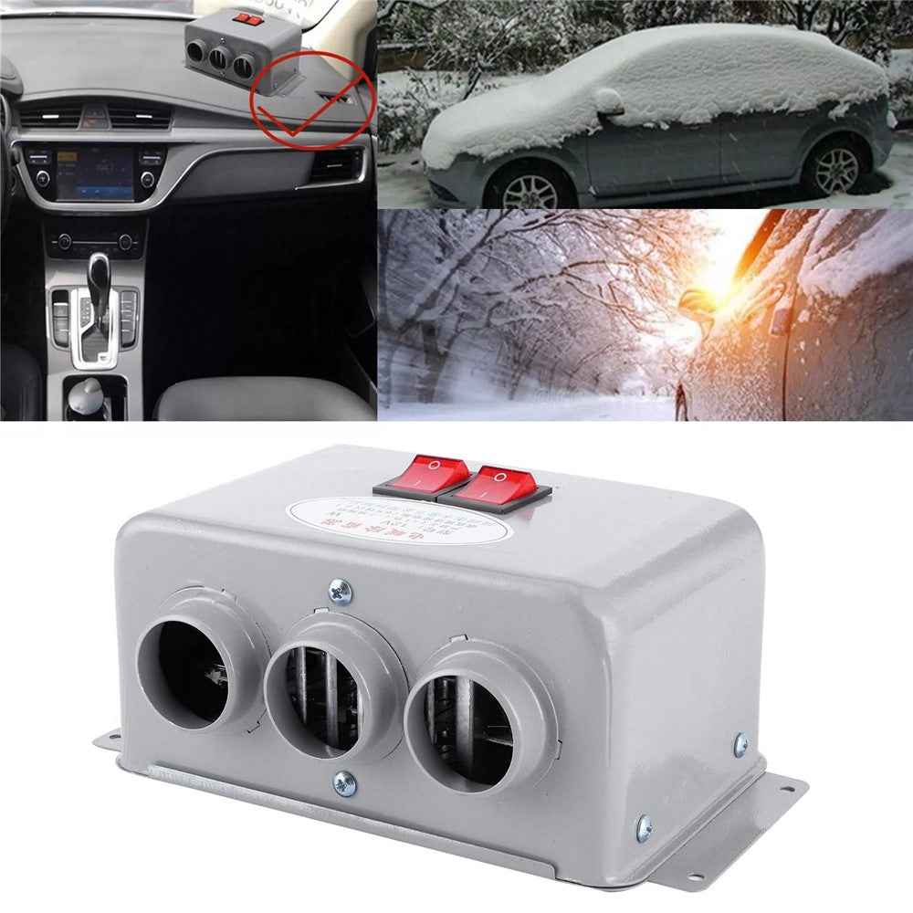 Three Hole Car Water Heater Window Defrosting Defogging Vehicle Heating Fan - 12V