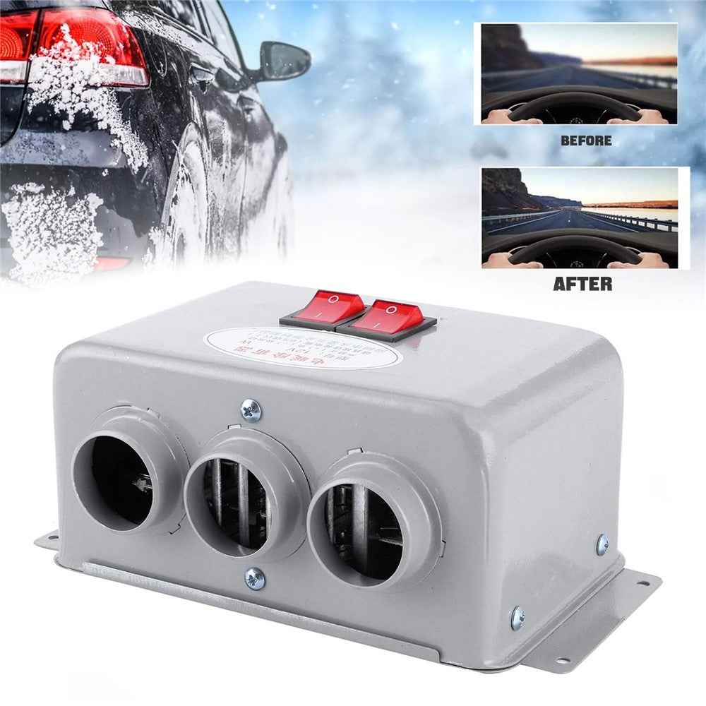 Three Hole Car Water Heater Window Defrosting Defogging Vehicle Heating Fan - 24V