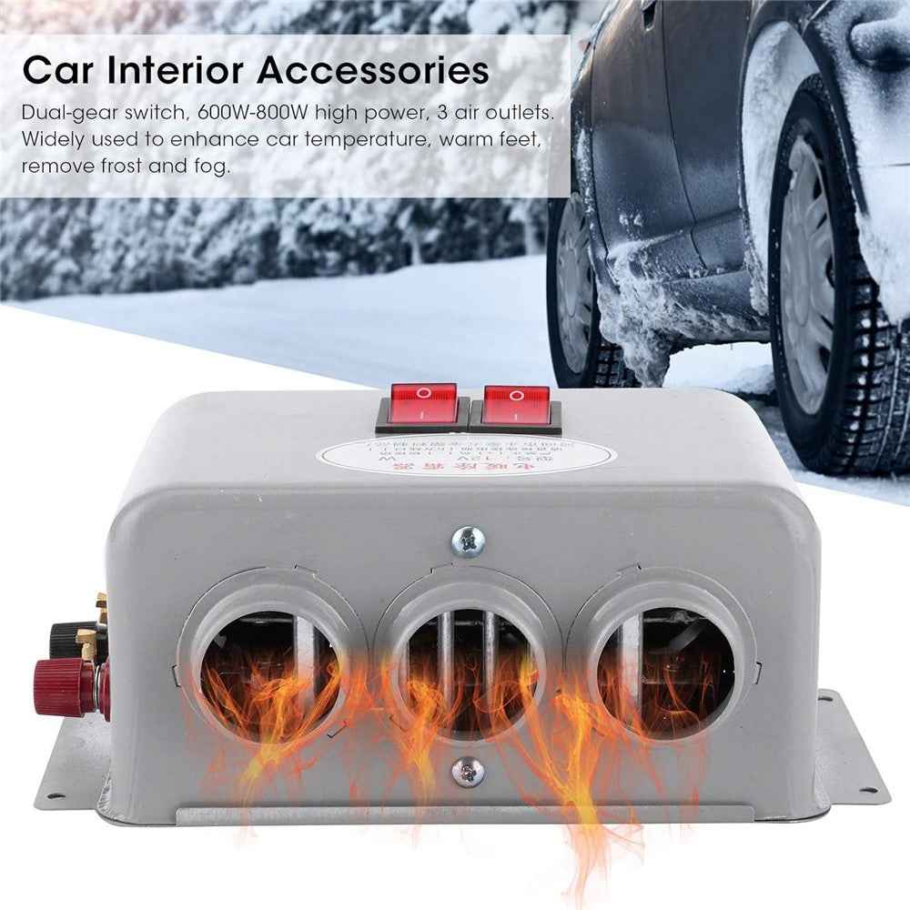 Three Hole Car Water Heater Window Defrosting Defogging Vehicle Heating Fan - 24V