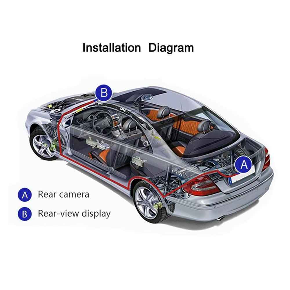 RH-702D HD 7'' Large Screen LCD Display Monitor 12V 24V Car Parking Reversing 8-LED Rear Camera Kit