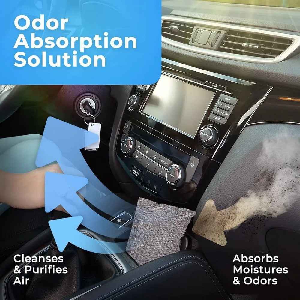 Activated Carbon Bag Car Home Dehumidification Odor Formaldehyde Removal Linen Bamboo Charcoal Bag - Blue
