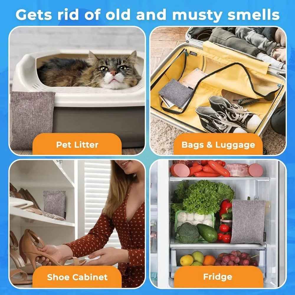 Activated Carbon Bag Car Home Dehumidification Odor Formaldehyde Removal Linen Bamboo Charcoal Bag - Beige