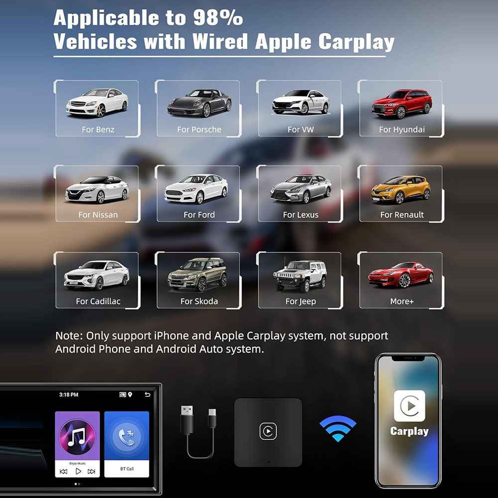 Wireless Carplay Android Auto Adapter Smart Carplay Ai Box Wired to Wireless Carplay Dongle
