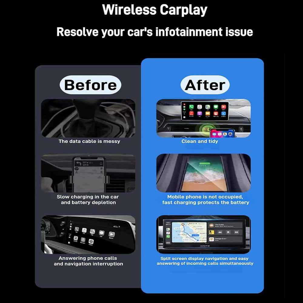 Wireless CarPlay Adapter USB CarPlay Stick Convert Wired to Wireless Android Auto Dongle for Cars with CarPlay - Silver  /  Black