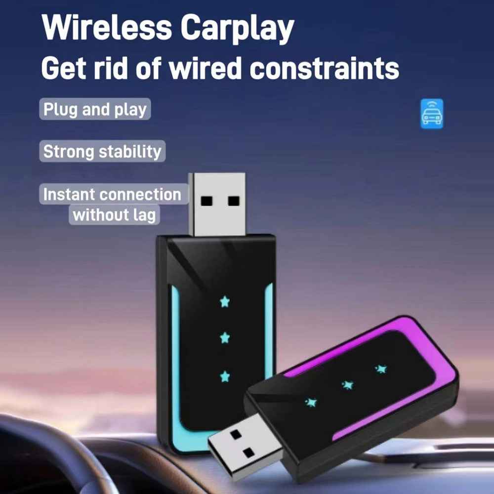 Wireless CarPlay Adapter USB CarPlay Stick Convert Wired to Wireless Android Auto Dongle for Cars with CarPlay - Black