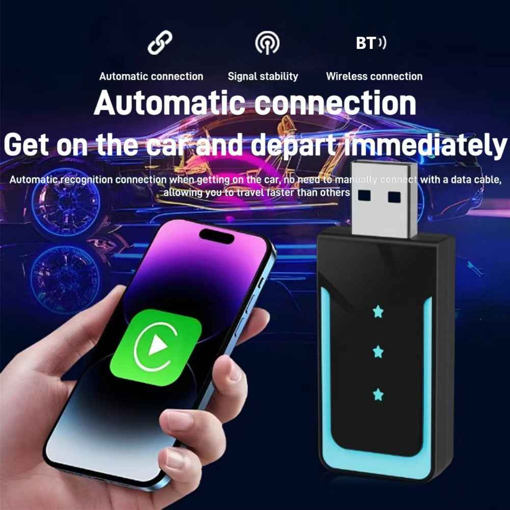 Wireless CarPlay Adapter USB CarPlay Stick Convert Wired to Wireless Android Auto Dongle for Cars with CarPlay - Black  /  CarPlay Logo