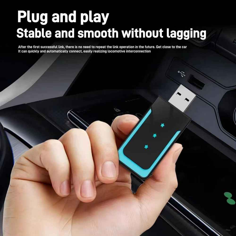 Wireless CarPlay Adapter USB CarPlay Stick Convert Wired to Wireless Android Auto Dongle for Cars with CarPlay - Black  /  CarPlay Logo
