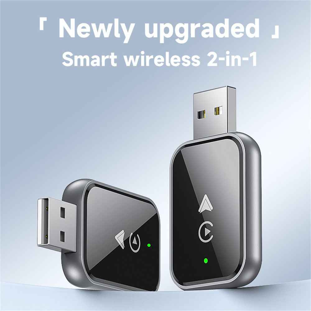 2 in 1 Wireless Carplay Android Auto Car Adapter Wired to Wireless Bluetooth-Compatible WiFi USB Dongle