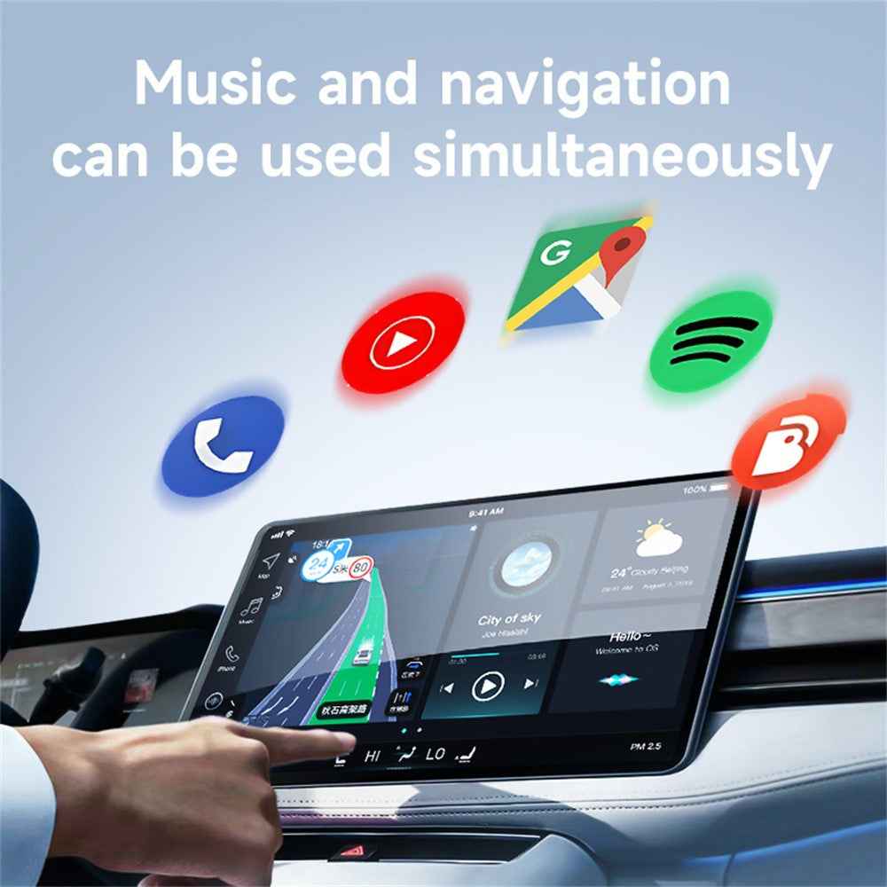 2 in 1 Wireless Carplay Android Auto Car Adapter Wired to Wireless Bluetooth-Compatible WiFi USB Dongle