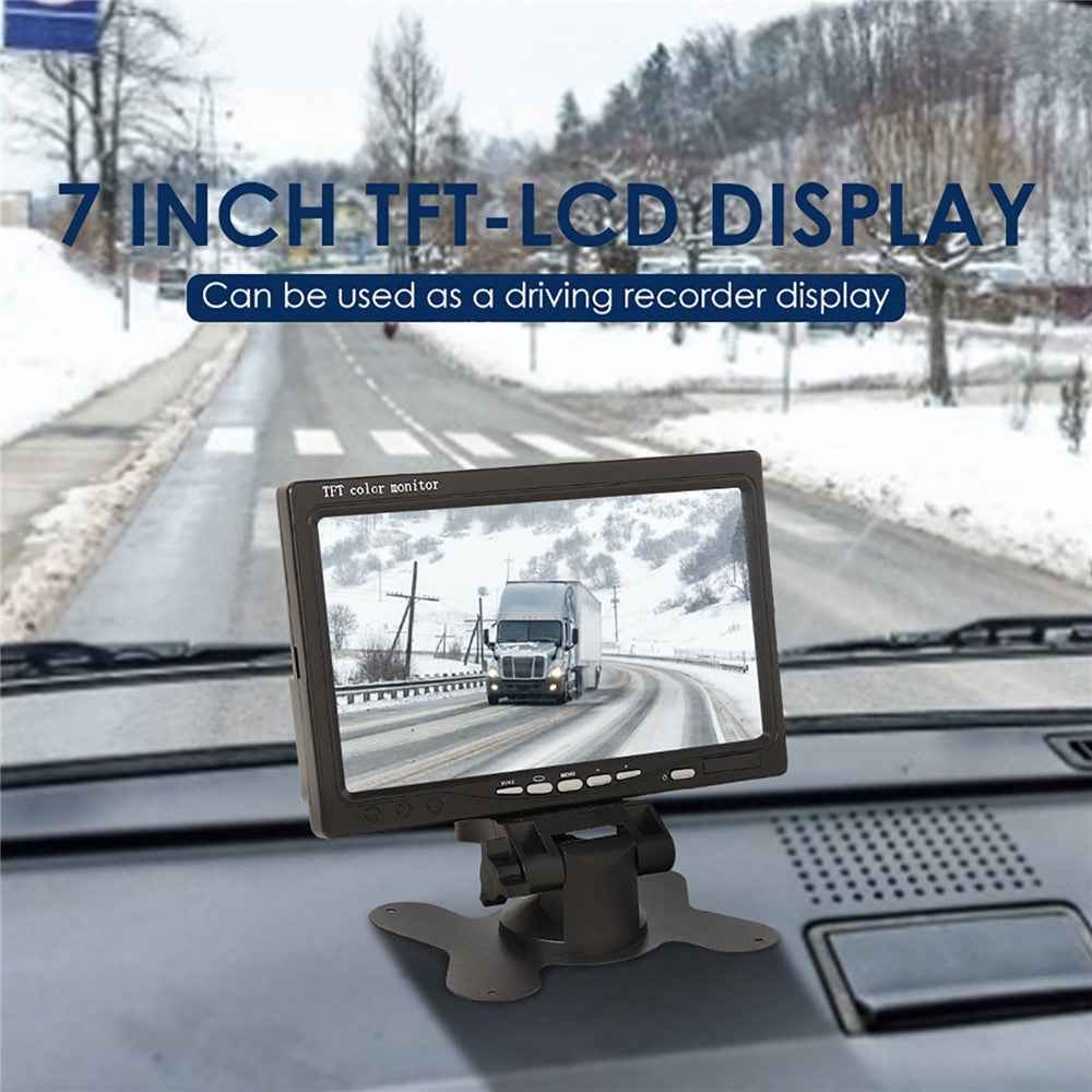 RH-701B 7" LCD Video Display Screen Monitor Rear View Backup Car 4-LED Camera Parking and Reverse System Kit