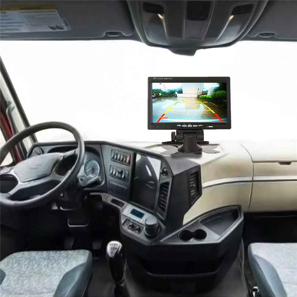 RH-701C 7" LCD Video Display Screen Rear View Monitor 8-LED Camera Parking and Reverse System Kit with 15m Video Cable
