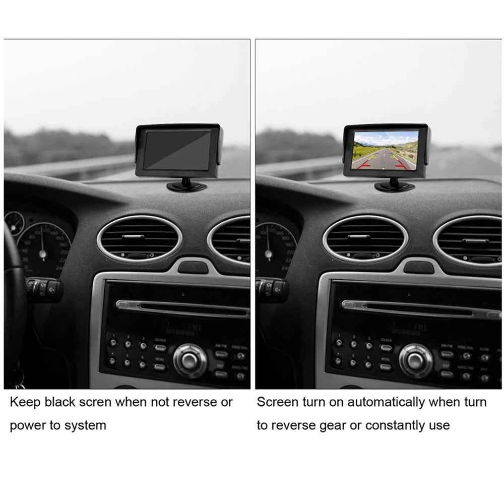 RH-513 5'' LCD Display Monitor Car Parking Reverse Waterproof Butterfly-shaped Rear Camera with Video Line