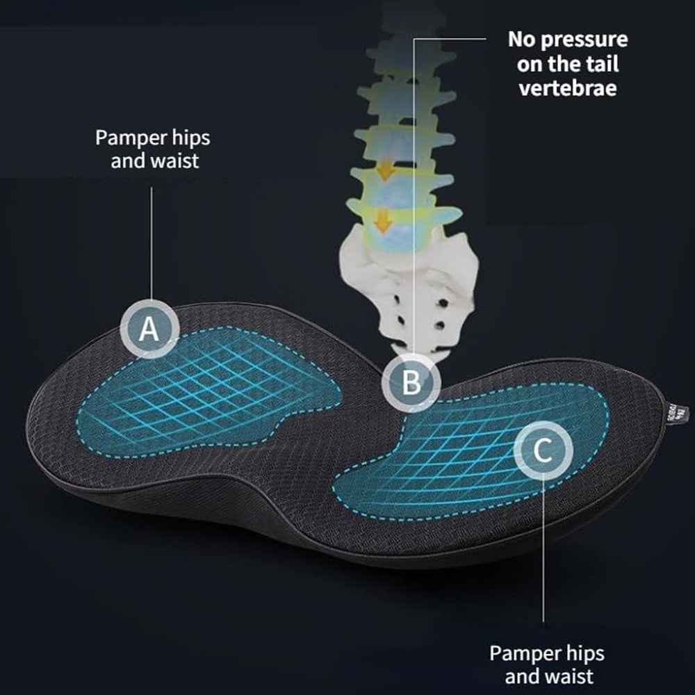Car Seat Hip / Waist Cushion Mesh Cloth+Memory Foam Breathable Fatigue Relief Seat Cushion - Black
