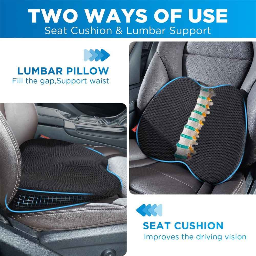Car Seat Hip / Waist Cushion Mesh Cloth+Memory Foam Breathable Fatigue Relief Seat Cushion - Black