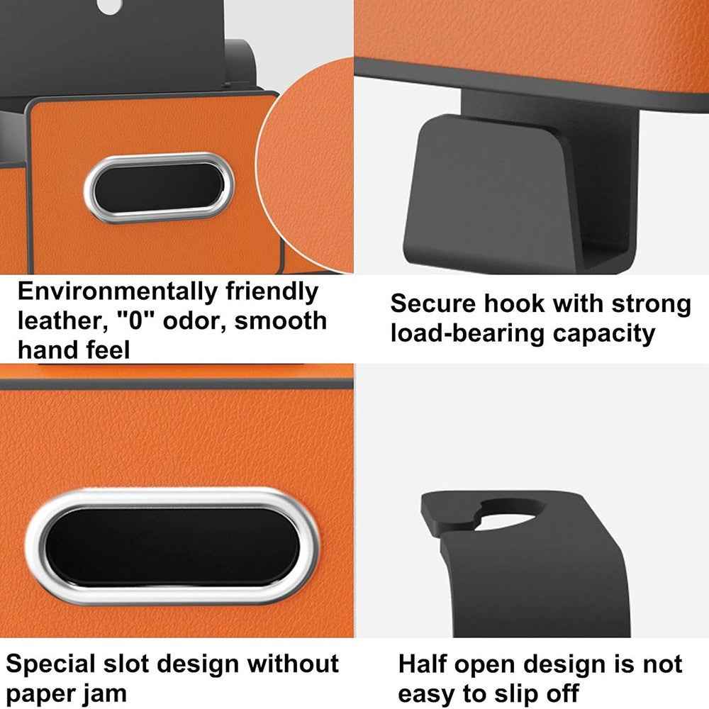 Car Seat Back Multi-Function Storage Organizer Leather+ABS Tissue Box Cup Holder with Hooks - Brown