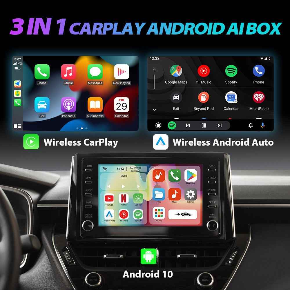 S1 Android 10 Smart AI Box Wireless Carplay  /  Android Auto Adapter Built-In Netflix Youtube, 2+16GB