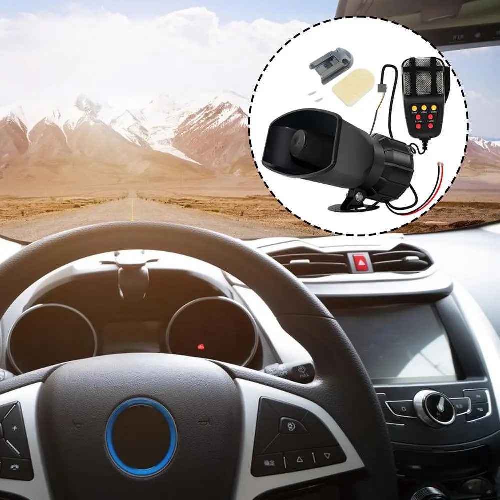 Car Horn Square Mouth 7 Tone 12V 100W Warning Loudspeaker Car Alarm Speaker