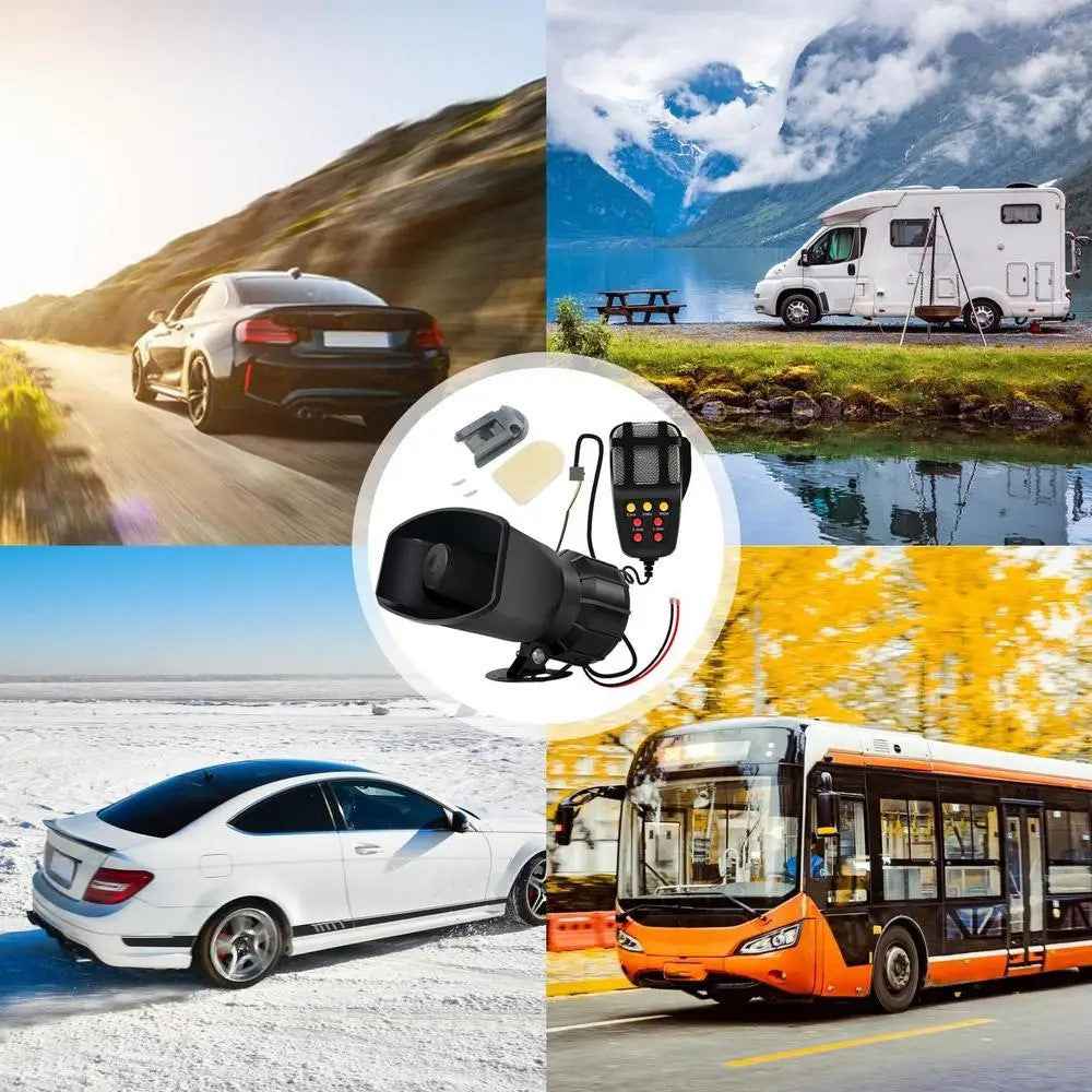 Car Horn Square Mouth 7 Tone 12V 100W Warning Loudspeaker Car Alarm Speaker