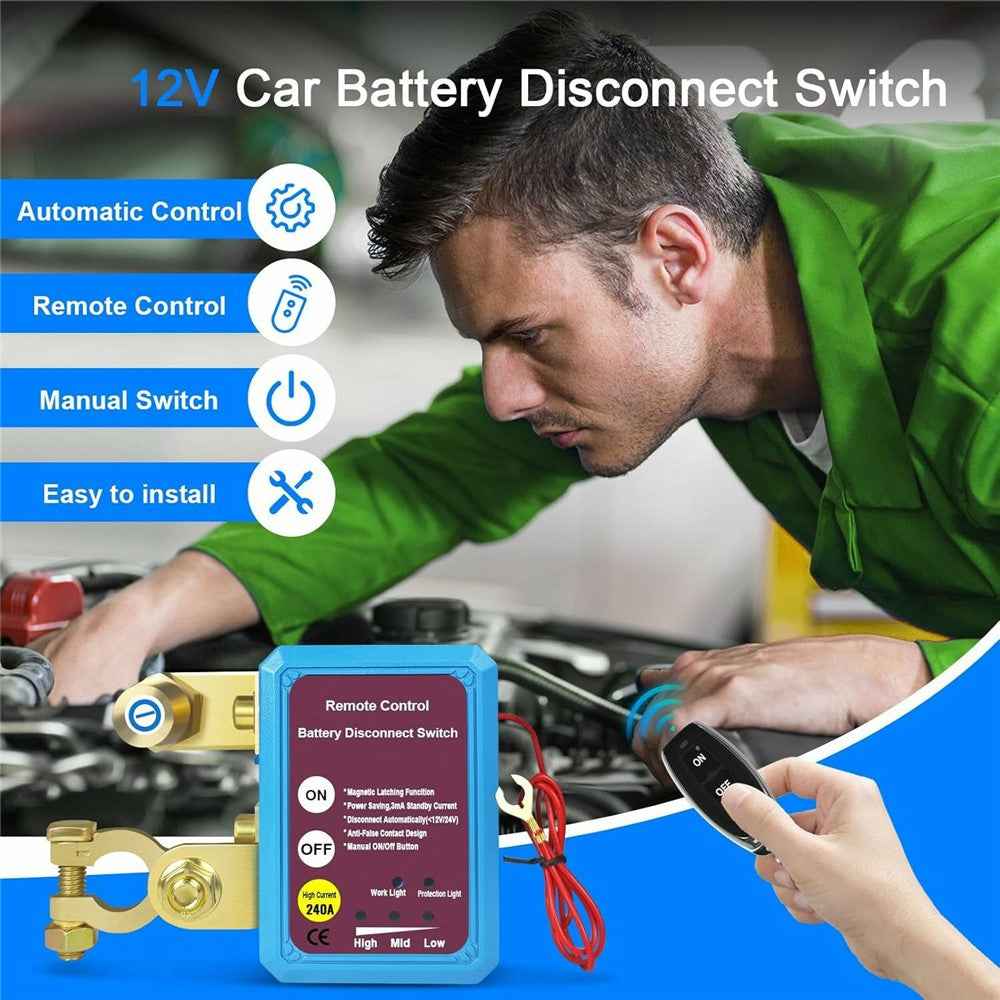 12V Car Battery Disconnect Switch Smart Anti-Leak Protector with Remote Control
