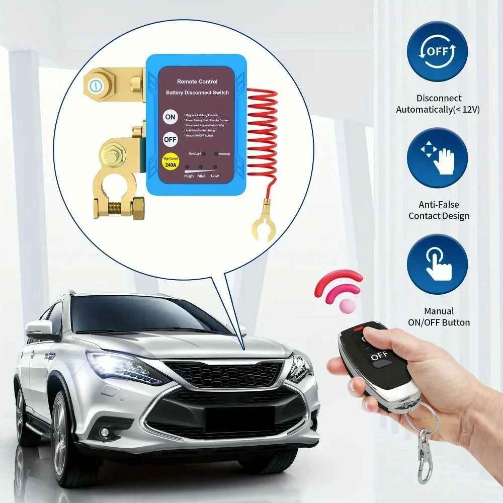 12V Car Battery Disconnect Switch Smart Anti-Leak Protector with Remote Control