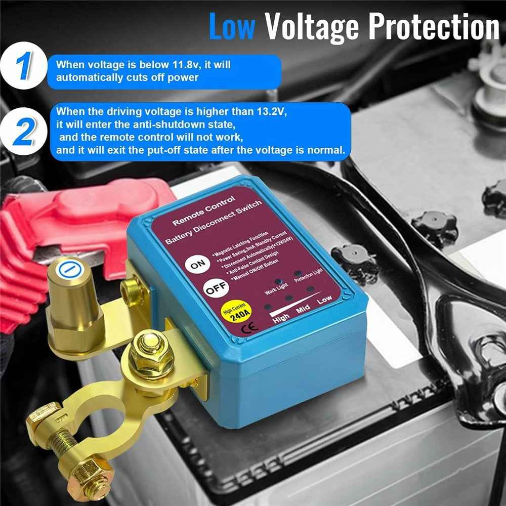 12V Car Battery Disconnect Switch Smart Anti-Leak Protector with Remote Control