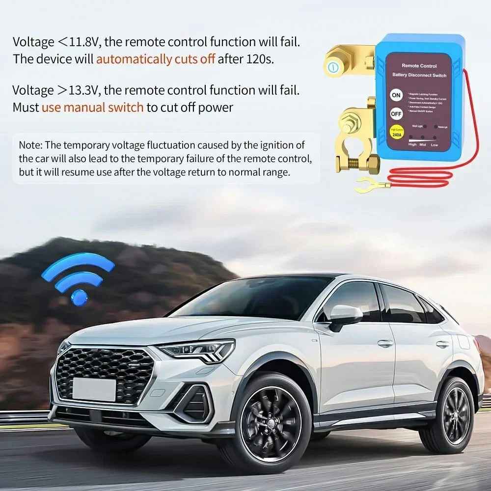 12V Car Battery Disconnect Switch Smart Anti-Leak Protector with Remote Control