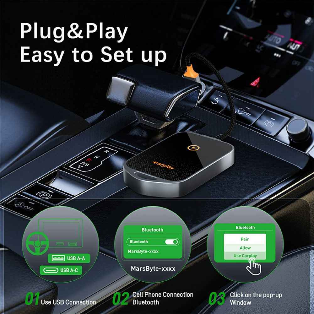 K81 Wireless Carplay Adapter Auto Wired to Wireless WiFi 6 Bluetooth-compatible 5.0 Navigation Player