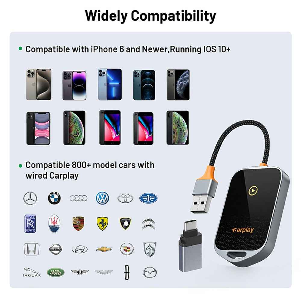 K81 Wireless Carplay Adapter Auto Wired to Wireless WiFi 6 Bluetooth-compatible 5.0 Navigation Player