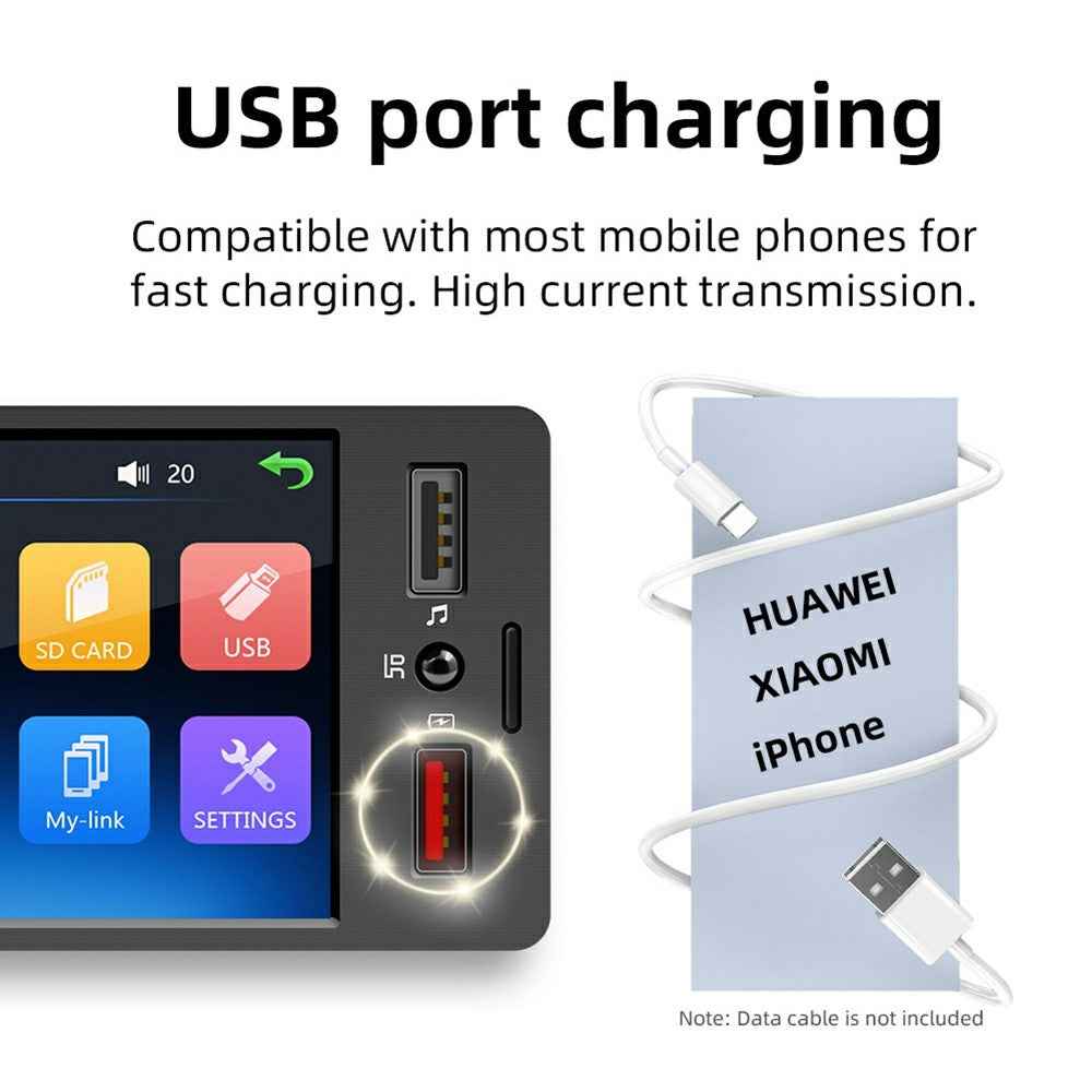 M-60 4.1-inch HD Touchscreen Car MP5 Player Bluetooth-compatible Dual USB Reverse Image Player