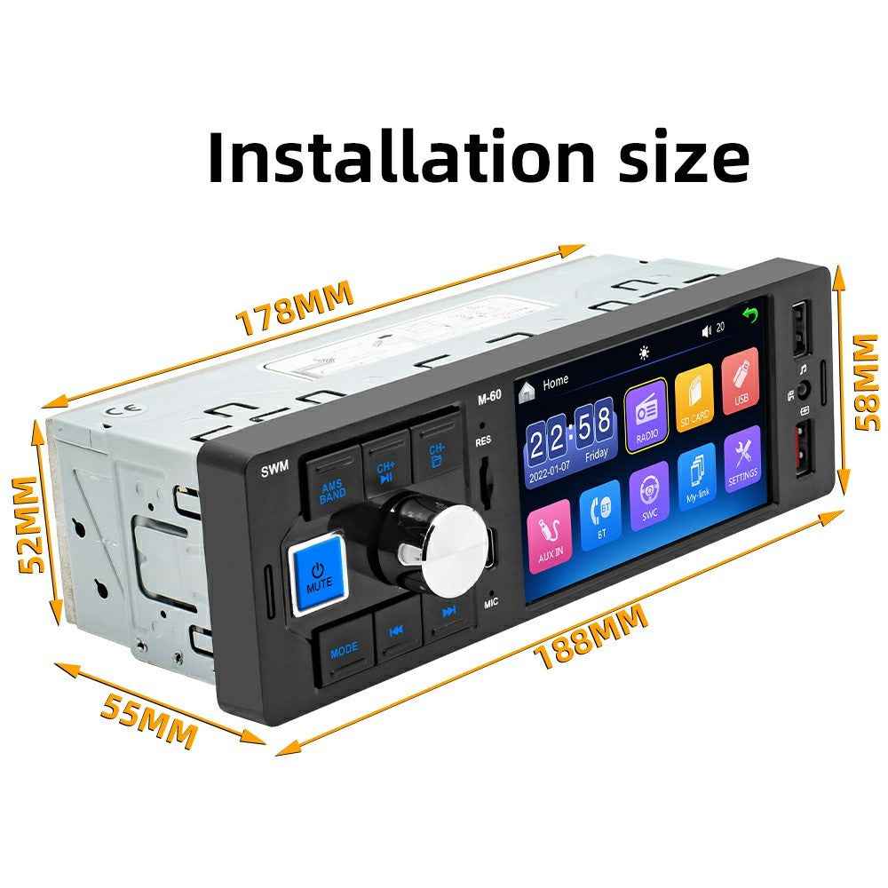 M-60 4.1-inch HD Touchscreen Car MP5 Player Bluetooth-compatible Dual USB Reverse Image Player