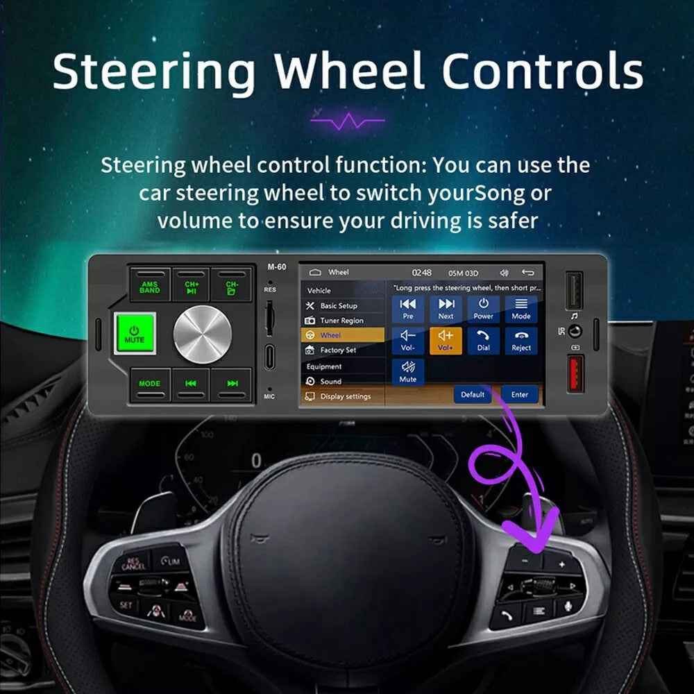 FM60 4.1-inch Digital Screen Single Din Bluetooth-compatible Audio Carplay FM Radio Receiver MP5 Player