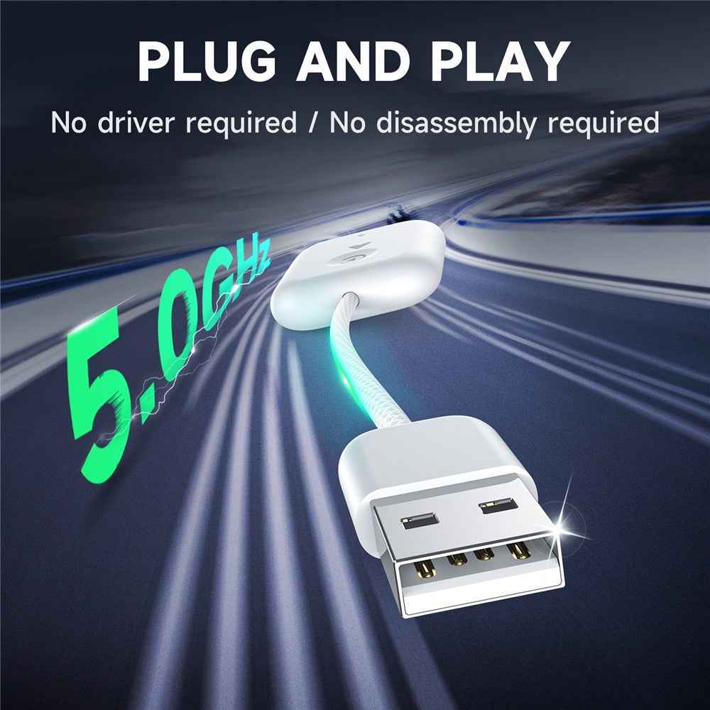 643 2 in 1 Wireless Carplay / Android Auto Adapter Car Wired to Wireless Upgrade Adapter - White