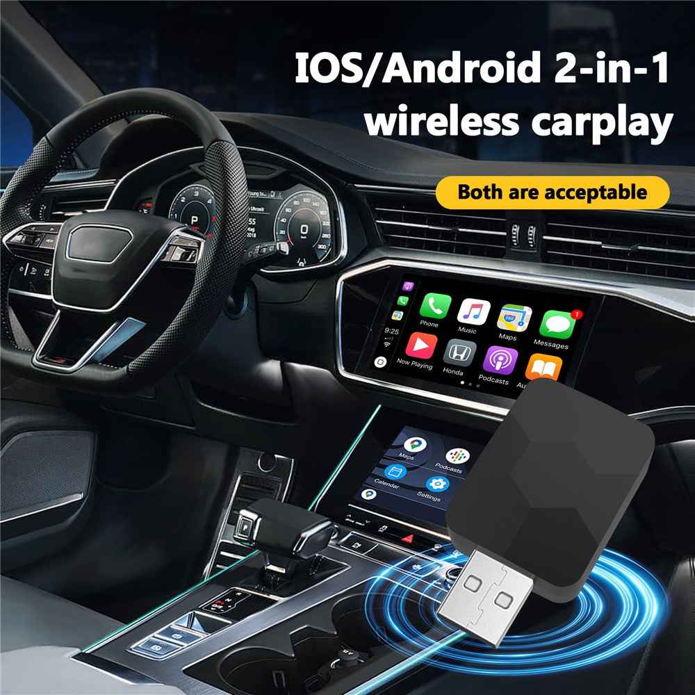 2 in 1 USB Dongle Wireless CarPlay Android Auto Adapter for Wired to Wireless Upgrade