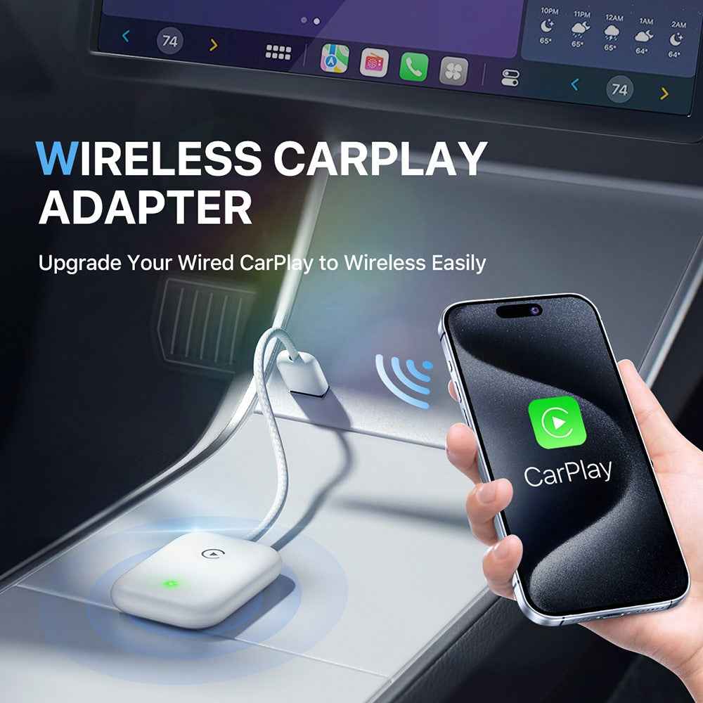 643 Car Wireless CarPlay Adapter for iPhone Transform Wired to Wireless - White